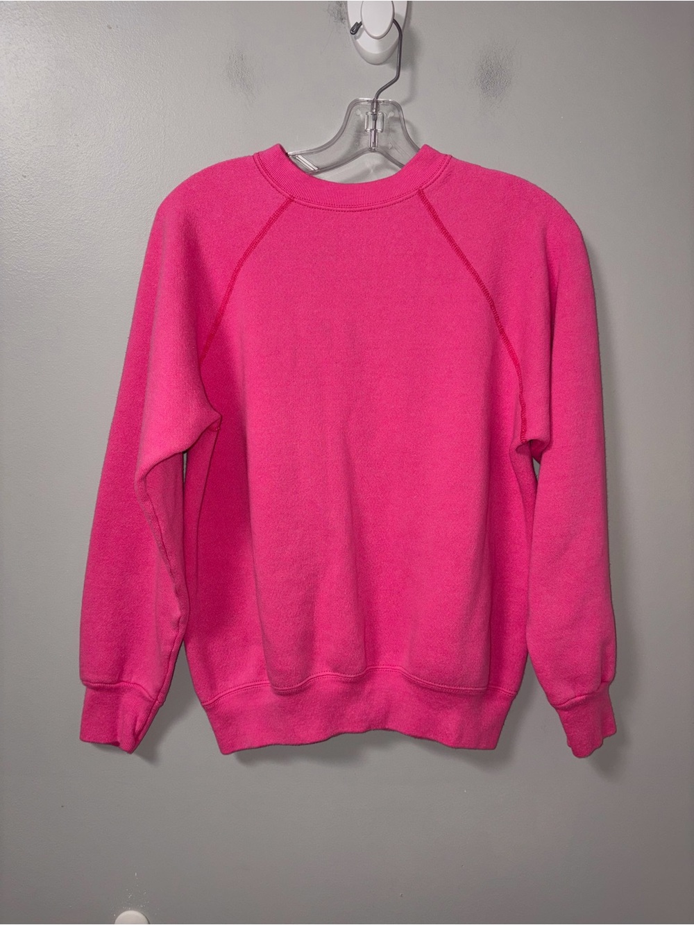 Sweats Appeal by Tultex Vintage 80s Hot Pink Blank Raglan Crew Sweatshirt M
